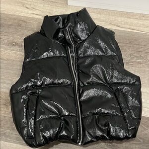Shiny Black Puffer Vest